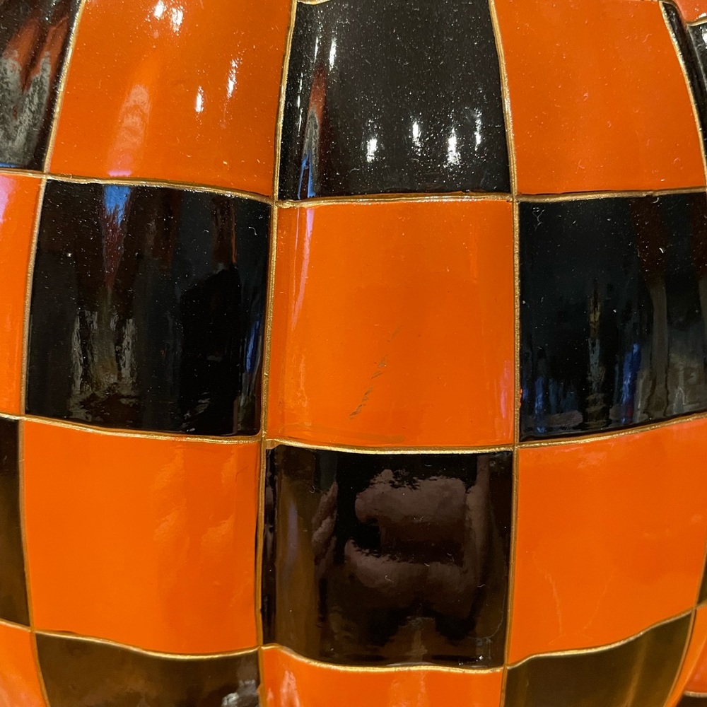 Checkered Orange and Black Pumpkin Decor - Picture 5 of 12